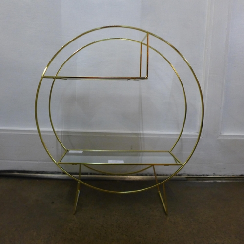 1473 - A gold circular display unit with bevelled mirror shelves (WF245310)   #