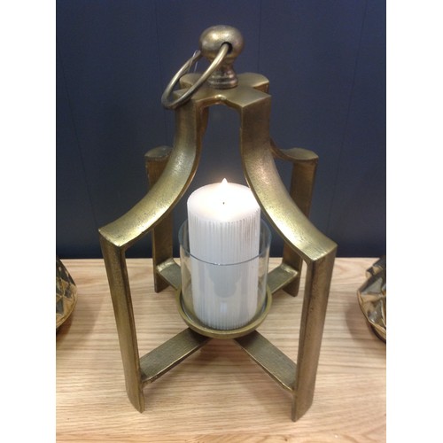 1474 - An Ohlson brass tea light lantern with natural glow candle (2071730)   #