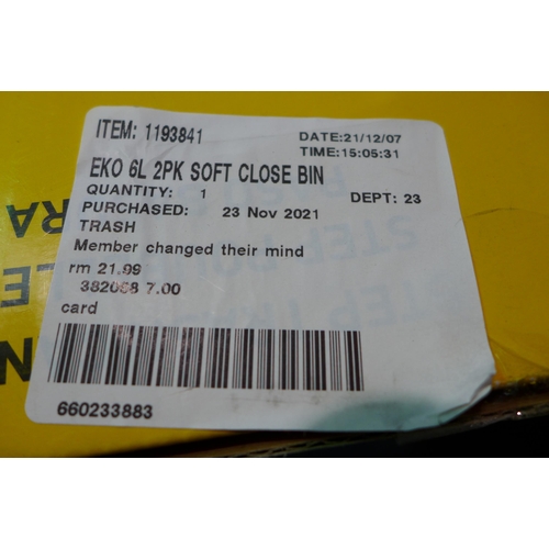 3024 - Eko 6L Soft Close Bin (2Pk) (244-395)  * This Lot Is Subject To Vat