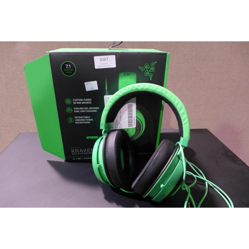 3087 - Razer Gaming Headset (Kraken Green) (243-221) * This lot is subject to VAT