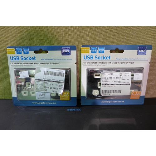 3098 - Two Nexus White 4-Port USB Sockets (243-549) * This lot is subject to VAT