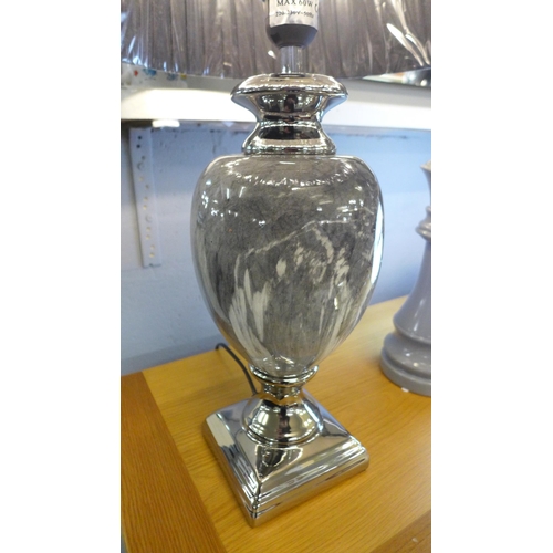 1318 - A black marble effect urn table lamp with black shade, H 62cms (LT057M28)   #