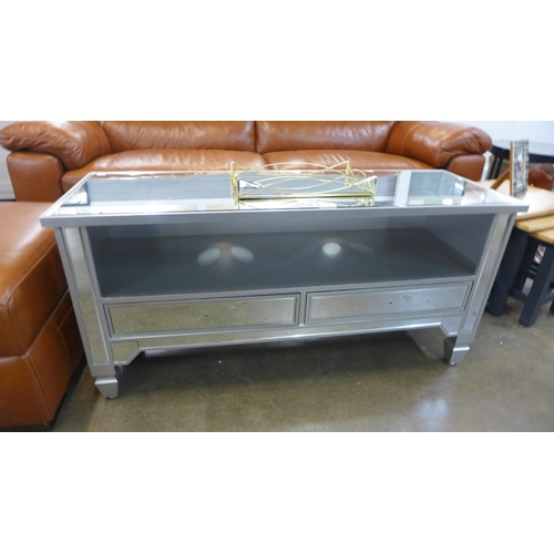 1332 - A two drawer mirrored media unit