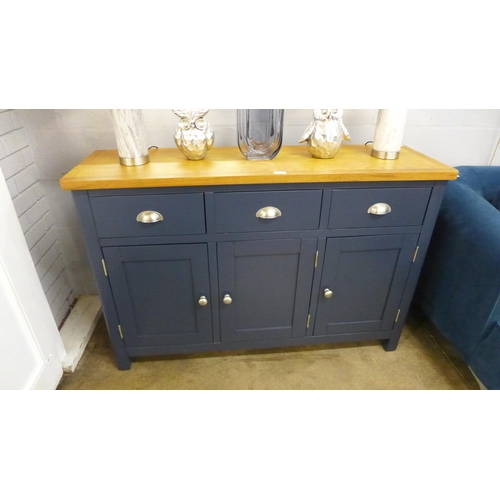 1346 - A Chester blue painted and oak large three door sideboard *This lot is subject to VAT