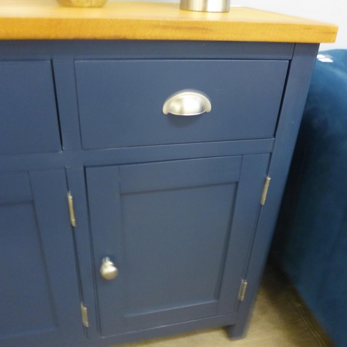 1346 - A Chester blue painted and oak large three door sideboard *This lot is subject to VAT