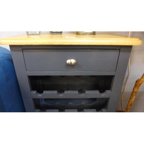 1352 - A Bergen blue painted and oak single drawer wine cabinet *This lot is subject to VAT