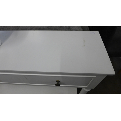 1449 - A white three drawer console table ( marked )