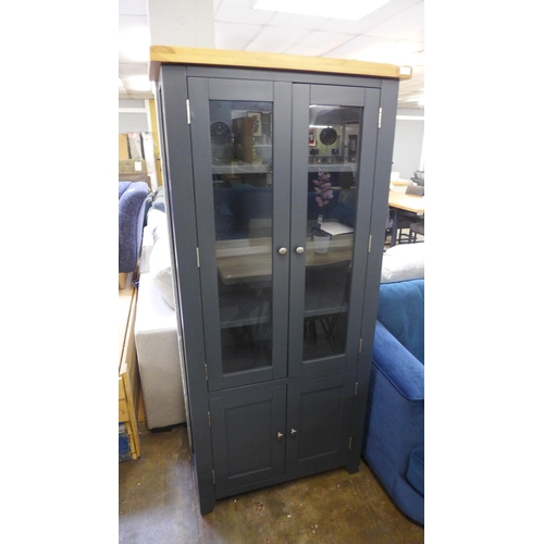 1529 - A Hampshire blue painted and oak display cabinet *This Lot is Subject to VAT*