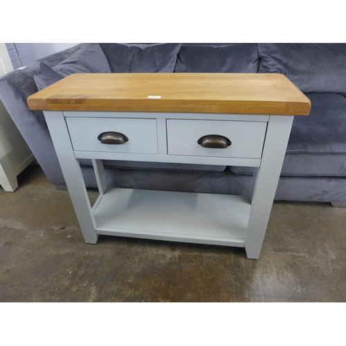 1530 - A Hampshire grey painted and oak two drawer console table *This Lot is Subject to VAT*