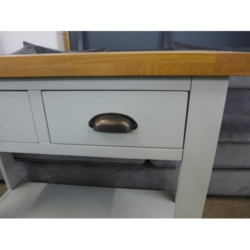 1530 - A Hampshire grey painted and oak two drawer console table *This Lot is Subject to VAT*