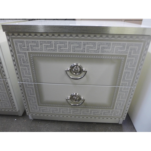 1547 - A Greek key design chest of two drawers *This lot is subject to VAT