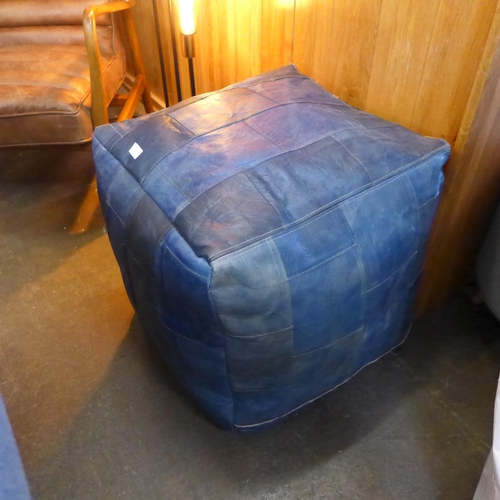 1570 - A blue leather footstool