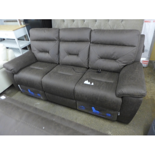 1604 - Kuka Fabric 3 Seater Power Recliner, Original Rrp £999.91 + Vat ( 4085-2)* This Lot Is Subject To Va... 