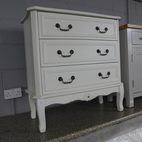 1616 - A white antique style three drawer chest