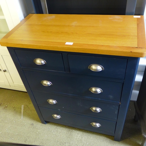 1638 - A Salisbury blue painted and oak two over three chest (Damaged) *This lot is subject to VAT