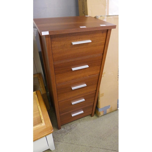 1641 - A walnut effect five drawer chest