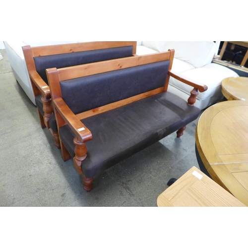 1719 - A pine upholstered bench