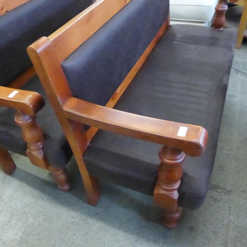 1719 - A pine upholstered bench