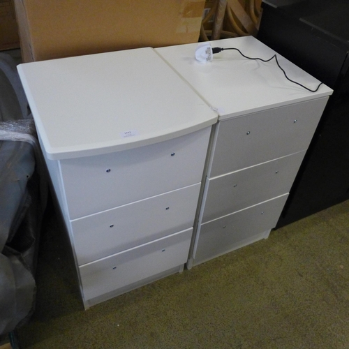 1742 - Two three drawer bedside chests *This lot is subject to VAT