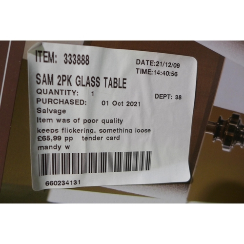 3019 - Sam 2Pk Glass Table Lamp (244-369)  * This Lot Is Subject To Vat