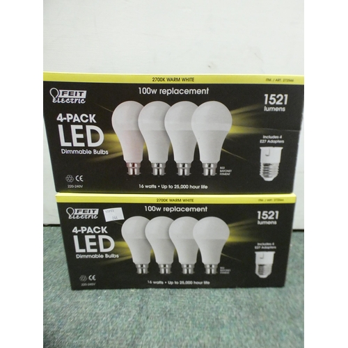 3340 - 2  X Feit A60 100W Bt 4Pk  Dimmable Bulb      (244-100,101)  * This Lot Is Subject To Vat