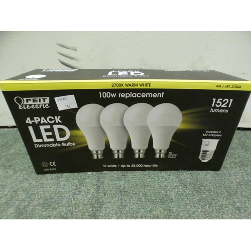 3340 - 2  X Feit A60 100W Bt 4Pk  Dimmable Bulb      (244-100,101)  * This Lot Is Subject To Vat