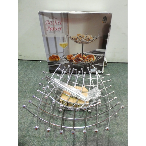 3354 - 2 X 2 Tier Chrome Basket     (244-98,99)  * This Lot Is Subject To Vat