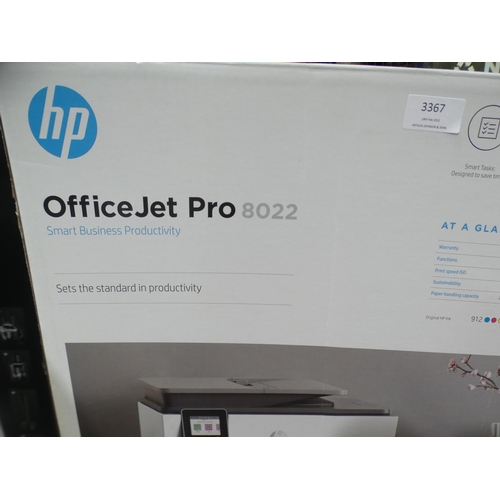 3367 - Hp Officejet Pro 8022 Aio(244-117)  * This Lot Is Subject To Vat