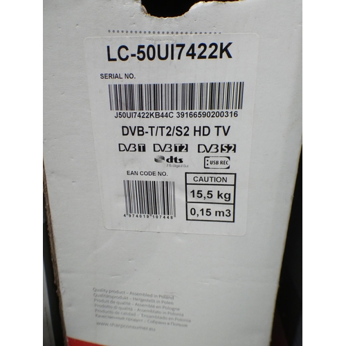 3392 - Sharp 50  4K Uhd Tv Lc-50Ui7422K (Broken Screen), Original Rrp £299.99 + Vat     (244-429)  * This L... 