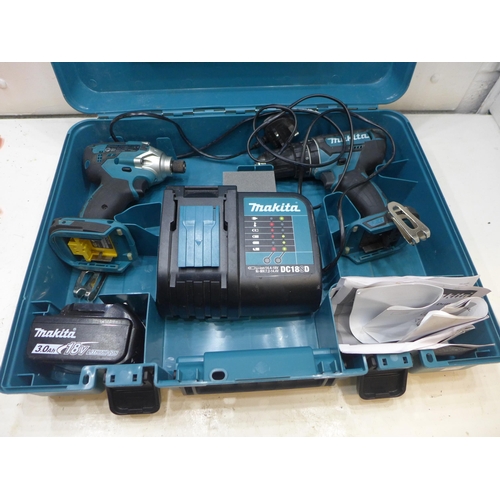 2254 - Makita cordless drill & driver set in case with battery & charger in case