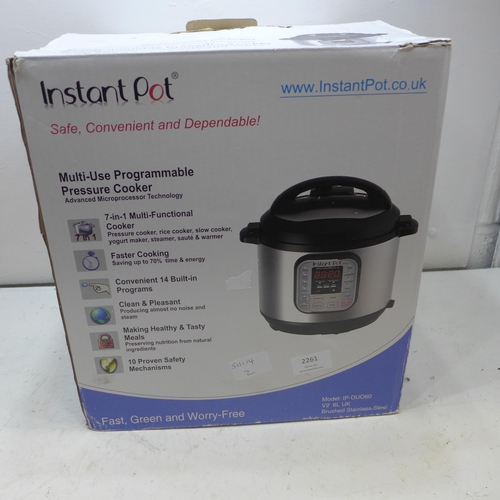 2261 - Instant Pot multi-use programmable pressure cooker - boxed - W