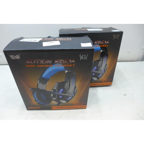 2282 - 2 Kotion Each LED Pro gaming headsets boxed