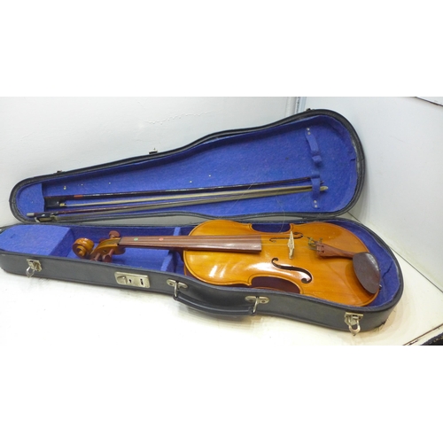 2293 - Blessing student violin in hard case with 2 bows