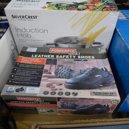 2335 - Powerfix leather safety boots - size 8 - boxed & Hi-Tec size 8 safety boots - boxed