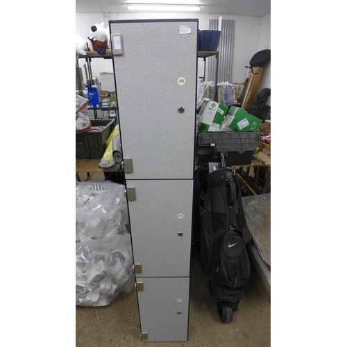 2451 - 3 Door wooden lockers - no keys