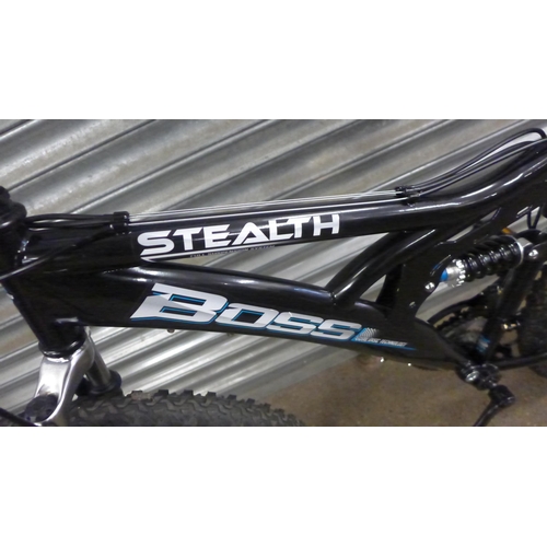 2464 - Boss Stealth full suspension twin disc Shimano equipped, black & blue gent's MTB - ex display