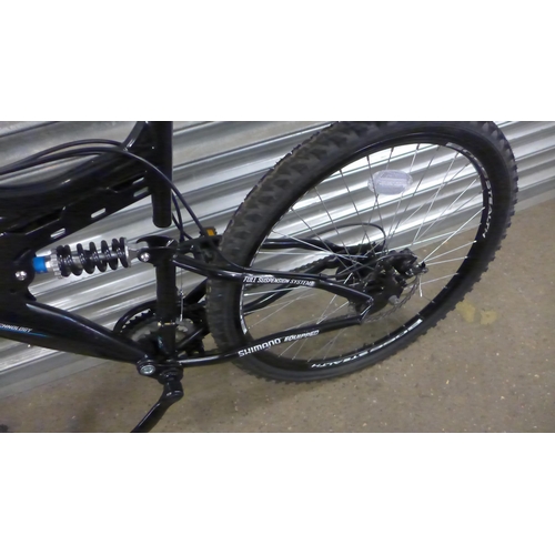 2464 - Boss Stealth full suspension twin disc Shimano equipped, black & blue gent's MTB - ex display