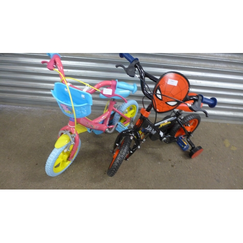 2467 - 2 My First Bikes: Spiderman and Peppa Pig (original RRP £99)