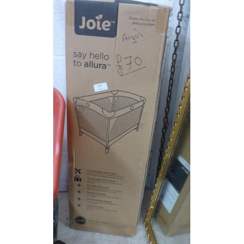 2492 - Jole Meet Allura, birth to 15kg travel cot - sealed & unused