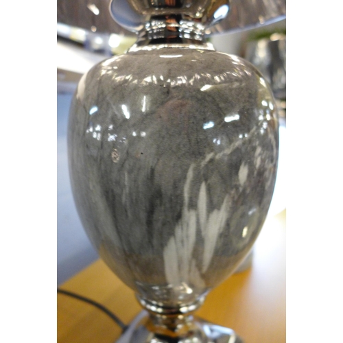 1317 - A black marble effect urn table lamp with black shade, H 62cms (LT057M28)   #