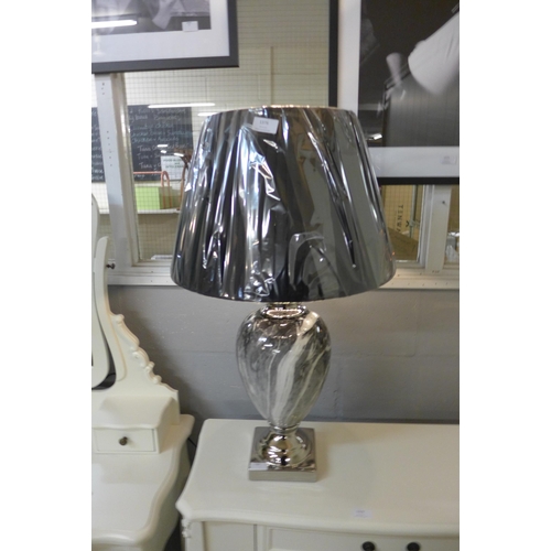 1376 - A black marble effect urn table lamp with black shade, H 77cms (LT057L42)   #