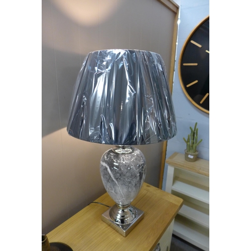 1377 - A black marble effect urn table lamp with black shade, H 77cms (LT057L42)   #