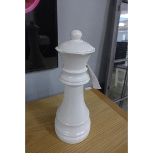 1430 - A white ceramic queen chess piece, H 30cms (FPC2309)   #