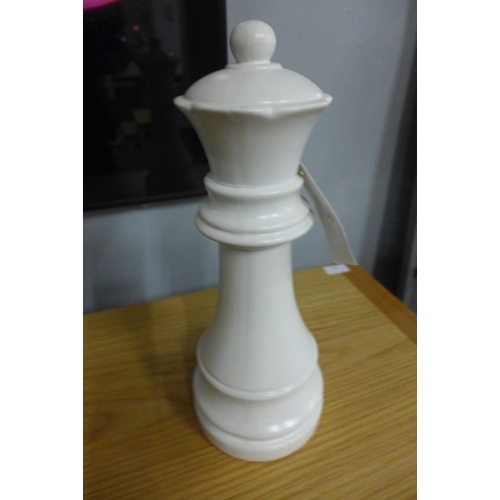 1430 - A white ceramic queen chess piece, H 30cms (FPC2309)   #