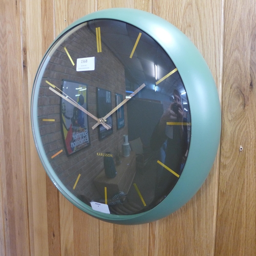 1568 - A moss green wall clock H40cms (KA5840GR 32)  #