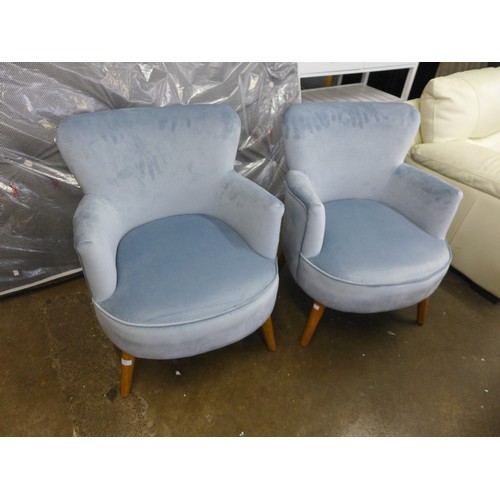 1601A - A pair of Charleston Sky Blue velvet tub chairs (Boxed)