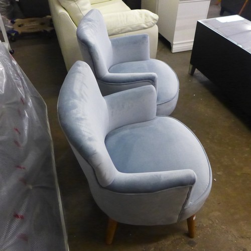 1601A - A pair of Charleston Sky Blue velvet tub chairs (Boxed)