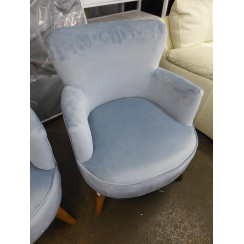 1601A - A pair of Charleston Sky Blue velvet tub chairs (Boxed)