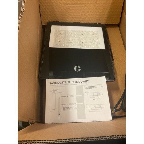 2105 - 2x Brackenheath flood lights 100W and K2 Industrial  floodlight all boxed & unused