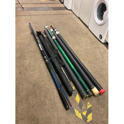 2384 - 7 Fishing rods & pole